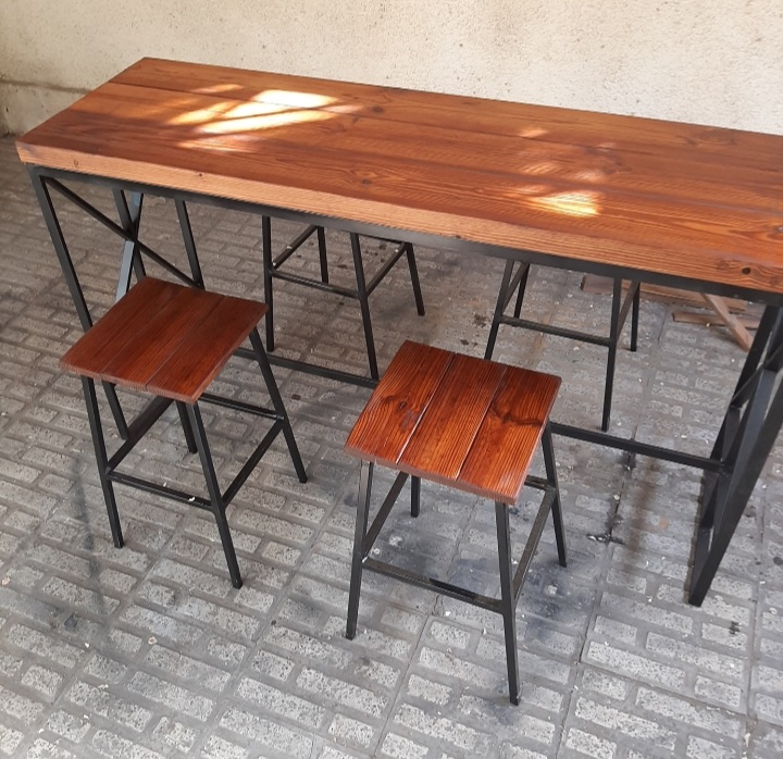 میز پذیرایی،ناهارخوری چهارنفره کیوود مدل Key56 (چوبی آهنی،آهن و چوب،چوب و آهن،آهنی چوبی،روستیک)