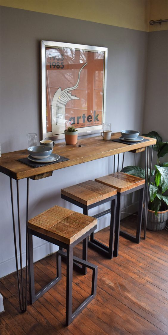 میز و صندلی پذیرایی،میز و صندلی کافه،میز و صندلی مینیمال کیوود مدل DD115 (چوبی آهنی،آهن و چوب،چوب و آهن،آهنی چوبی،روستیک)