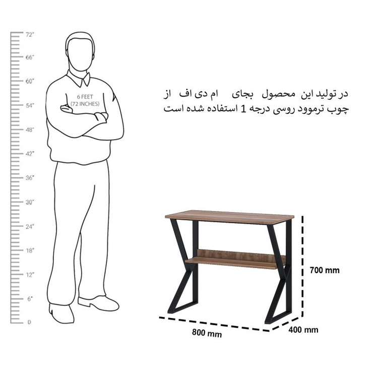 میز تحریر چوب و آهن مدل ترموود C20